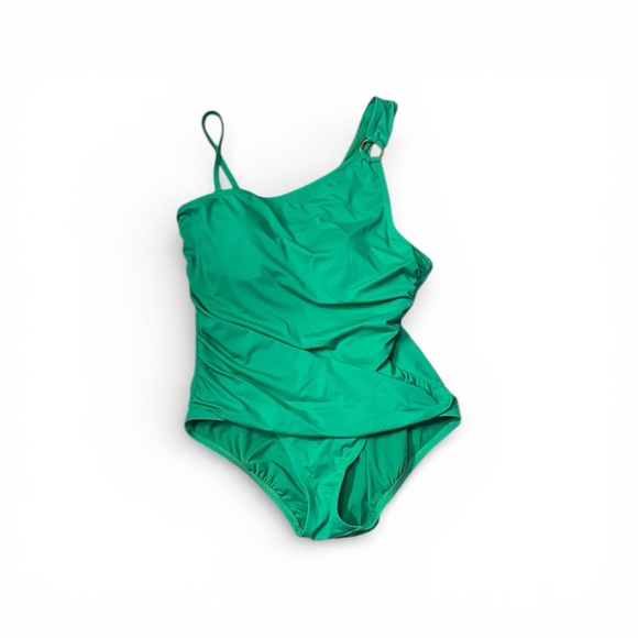 Time and Tru Emerald One-Shoulder Swimsuit - Picture 3 of 8